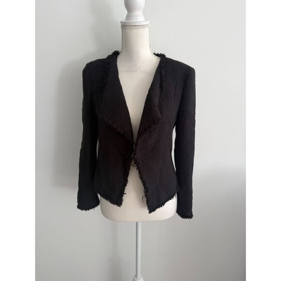 ANN TAYLOR LOFT Black Knit Long Sleeve Blazer Jacket Size 4P - Picture 4 of 6